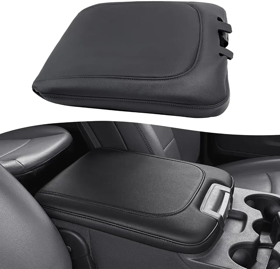 KBH Center Console Armrest Cover Replacement for 2013-2018 Ram 1500, 2013-2025 Ram 2500/3500/1500 Classic, 40/20/40 Jump Seat, Vinyl Leather Foam Upholstery, Anti-Scratch, Black
