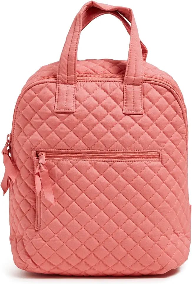 Vera Bradley Women's Cotton Mini Totepack Backpack, Terra Cotta Rose - Recycled Cotton, One Size