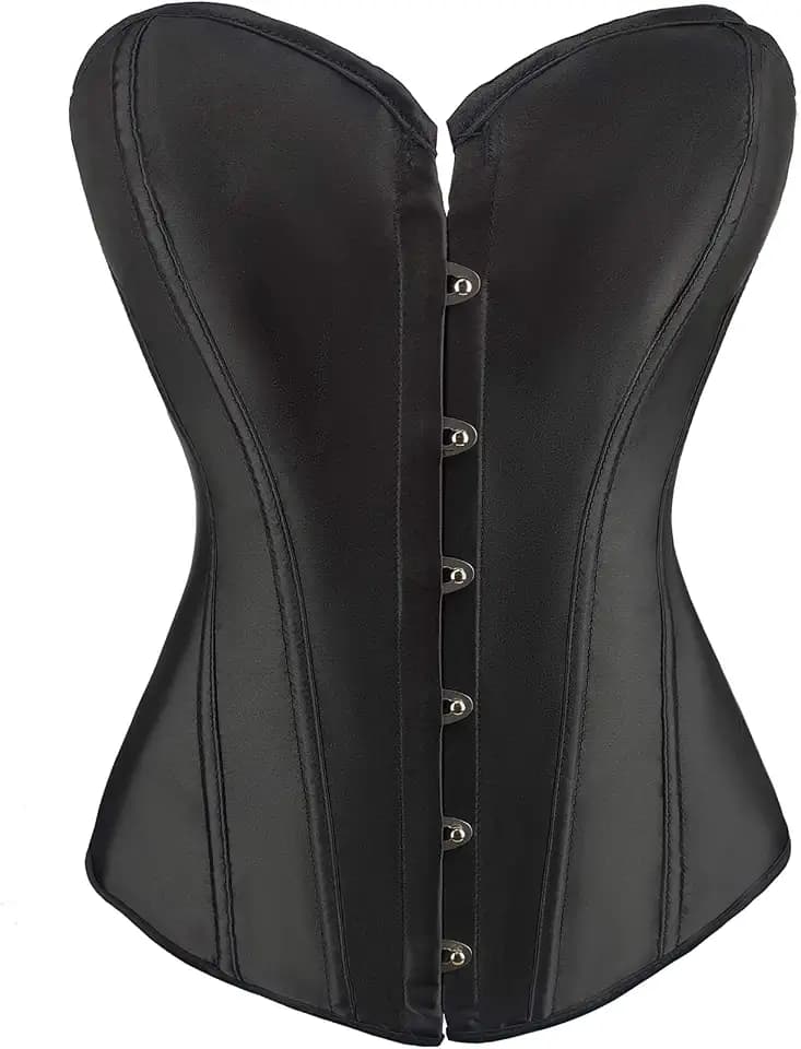 Damen-Korsett aus Satin, einfarbig, Schwarz