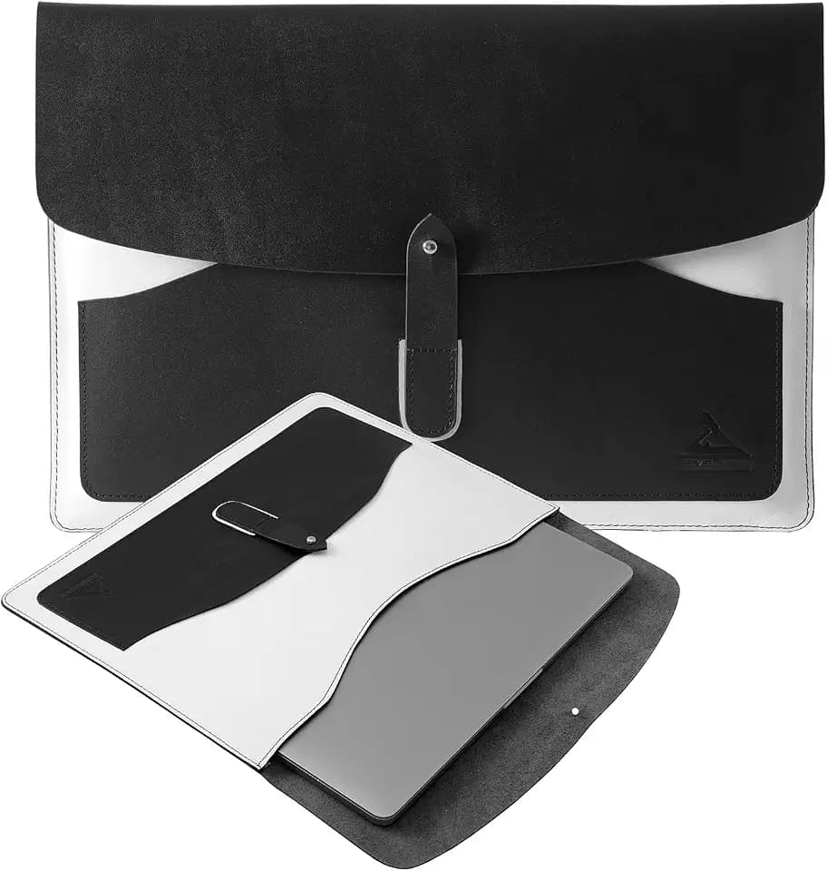 Dual Harmony 100% Leather Case for 14 Inch (M1, M1 Pro, M2, M2 Pro & M3) 2021-2024, Premium Handcrafted Air Sleeve, Laptop Sleeve 13 Inch & 14 Inch Case