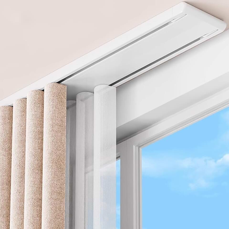 Double Row Ceiling Curtain Track System, White, 8.6ft (2.7m)