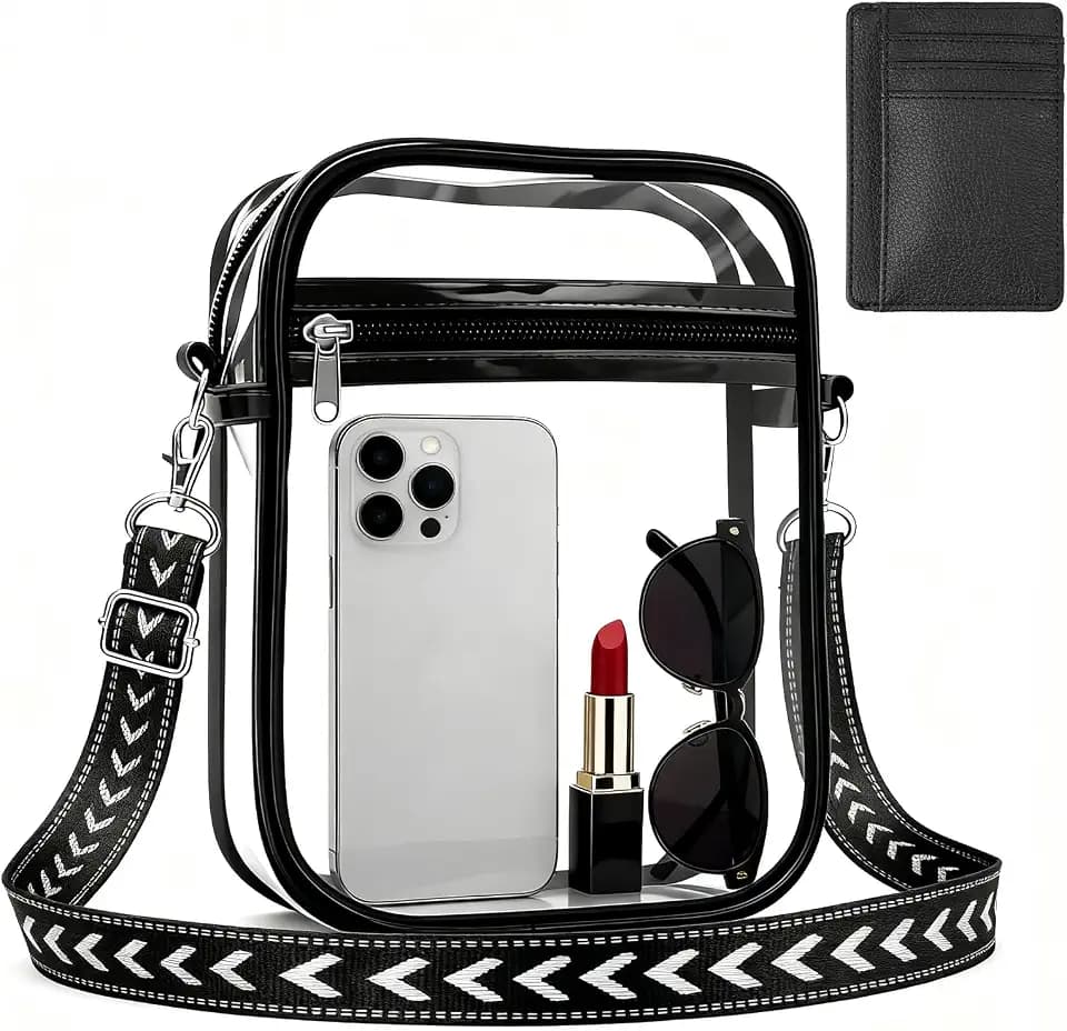 Clear Crossbody Bag w/Slim Pocket Wallet, Waterproof Transparent Bag