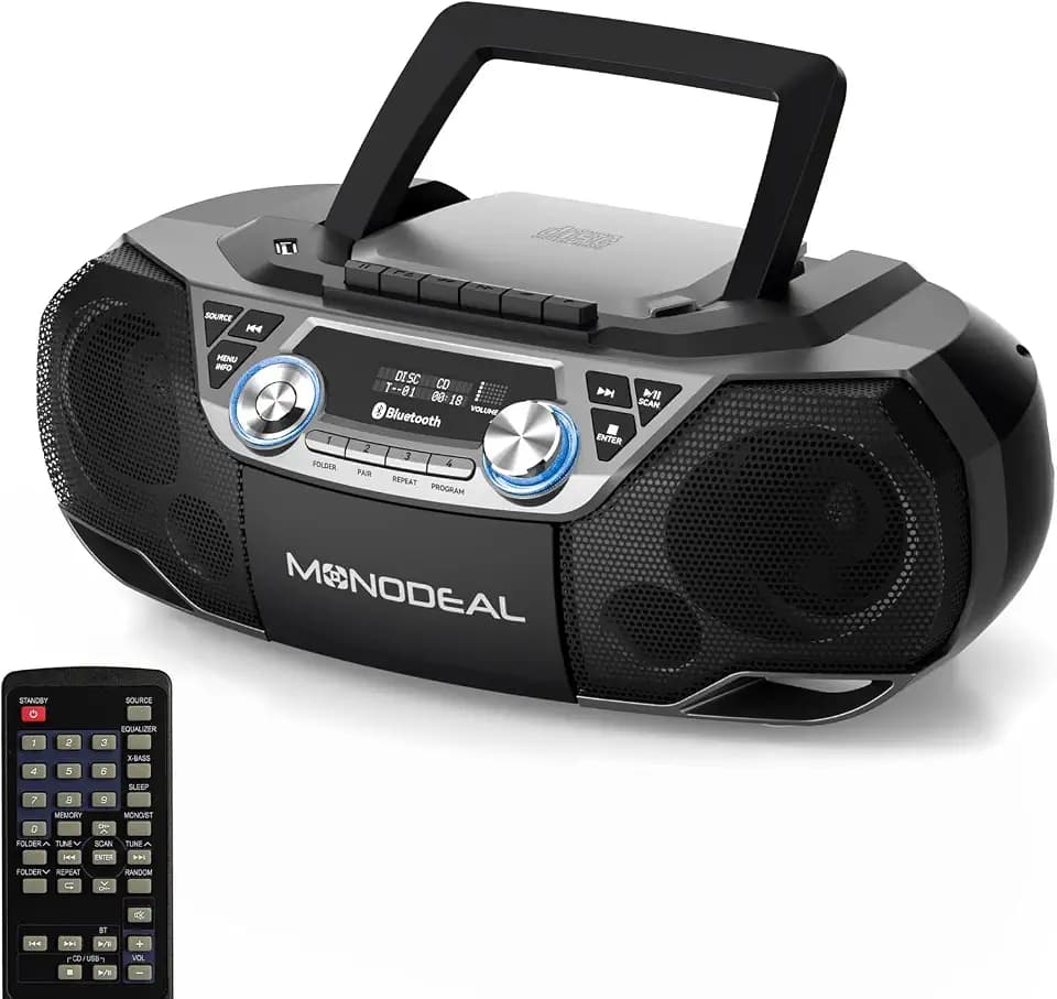 MONODEAL CD Player & Cassette Tape Player with Bluetooth