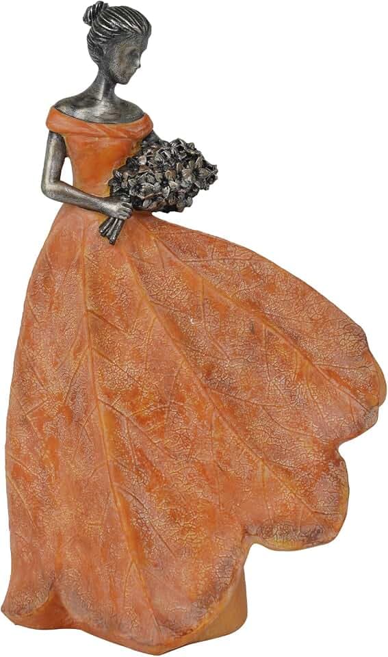 Guichifun Fairy Statue Orange Leaf Angel Girls 7.5 x 4.5 x 11.5 Inch