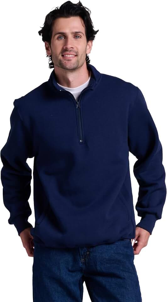 Russell Athletic Men's Dri Power Fleece Quarter Zip, Moisture Wicking, Cotton Blend, Relaxed Fit, Sizes S-4x