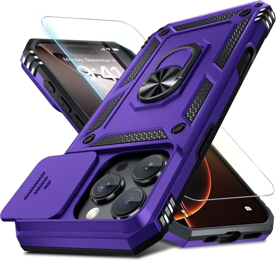 for iPhone 16 Pro Max Phone Case Built in Slide Camera Lens Cover