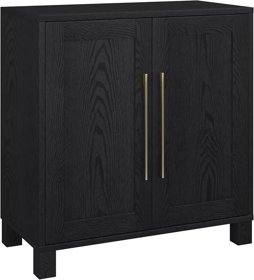 Henn&Hart 28" Accent Cabinet, Sideboard Buffet, Natural Black
