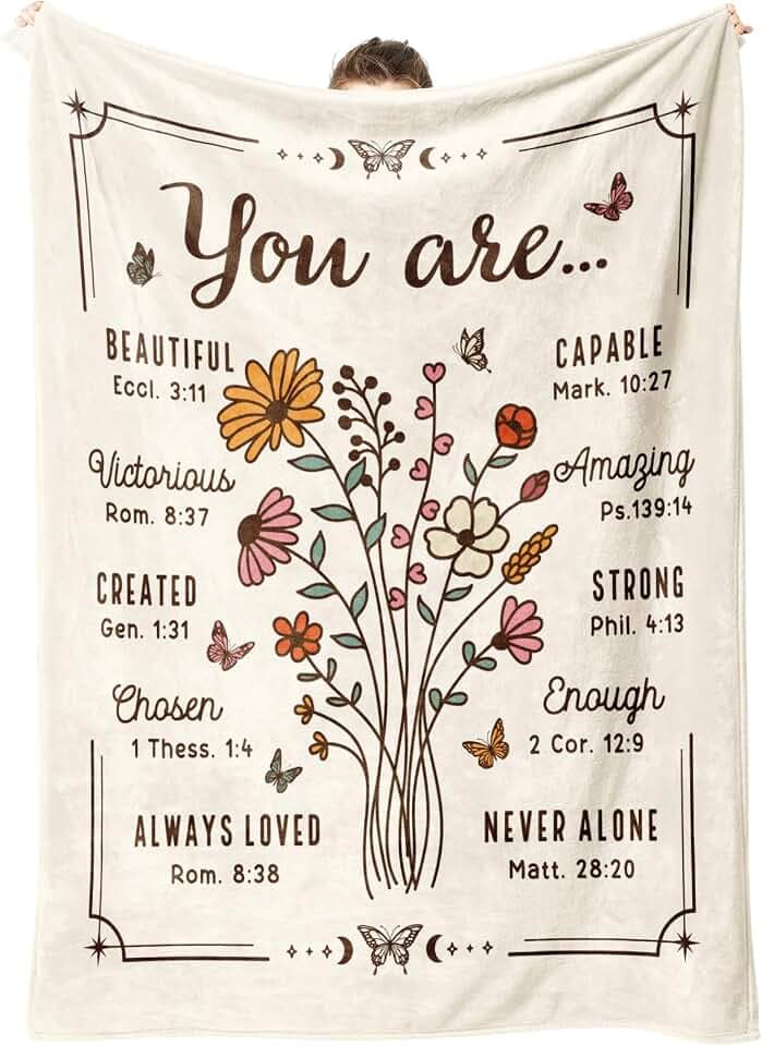 Christian Birthday Gifts for Women, Christian Blanket, 50'' x 60'', Beige