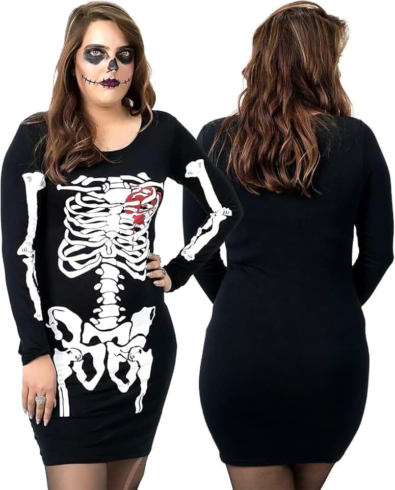 NOROZE Damen Halloween Skelettkleid Körper Con Blut Schädel Knochen Neuheit Kostüm Party Mutter Tochter Tunika-Oberteil