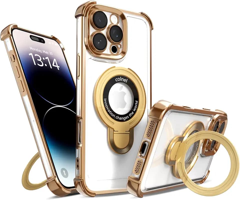 IAIYOXI for iPhone 16 Plus Case with Strong Magnetic Ring Stand, Military-Grade Shockproof, 4 Airbag Corners Protective, Fit for MagSafe, Kickstand Phone Case for iPhone 16 Plus - Desert Gold
