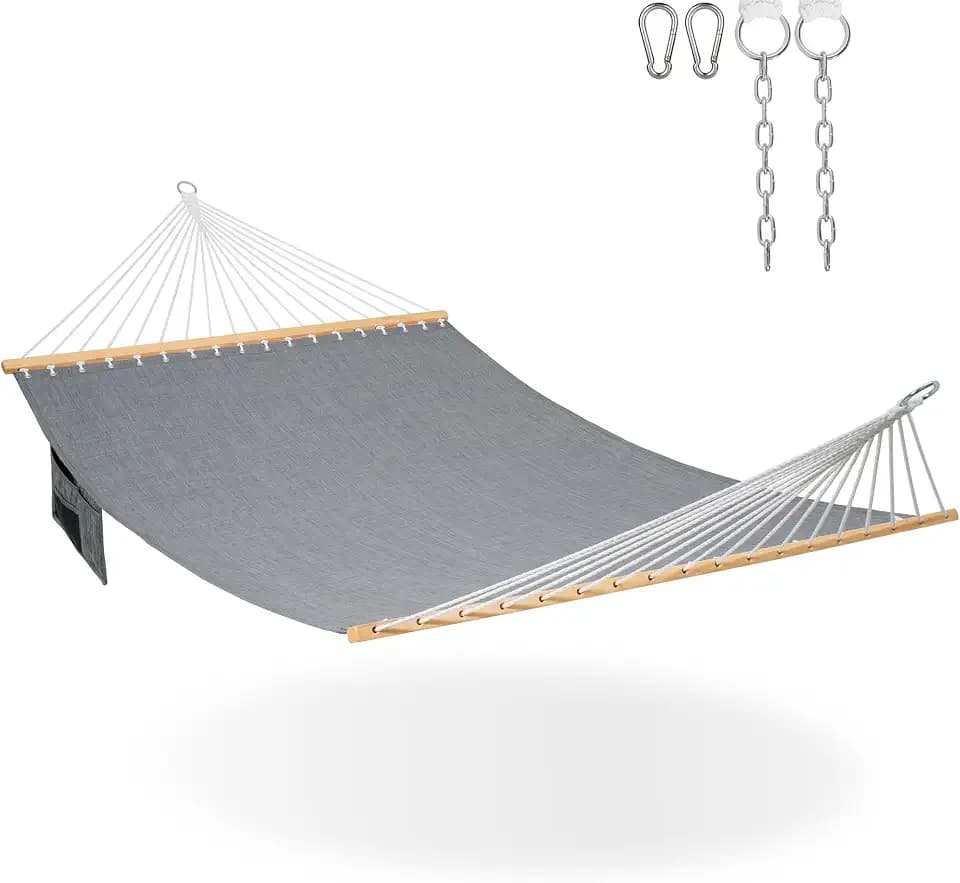 Lazy Daze Double Olefin Quick Dry Hammock with Spreader Bar for Outdoor