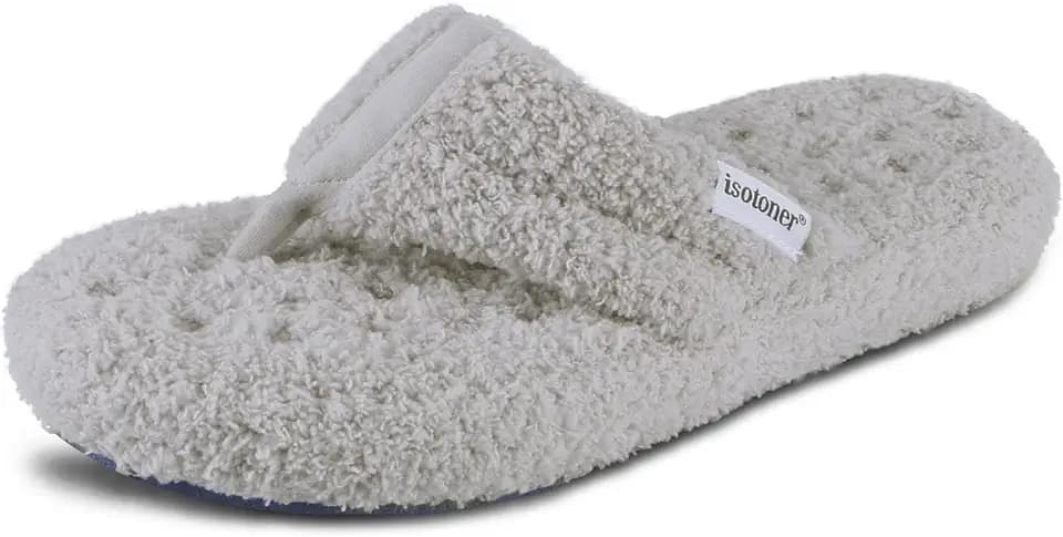 Isotoner Women's Indoor/Outdoor Plush Flip-Flop Slipper with Memory Foam Comfort