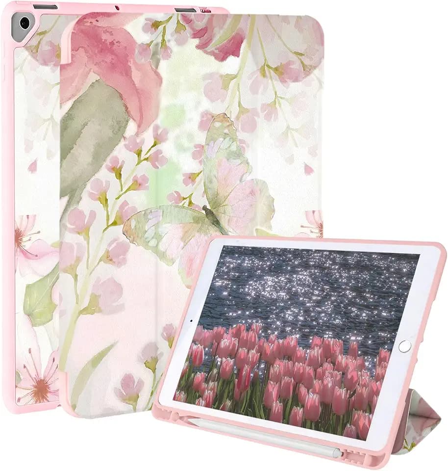 Case for iPad 9th/ 8th/ 7th Generation Case 10.2&10.5 Inch (2021/2020/2019 Release), Slim Lightweight Soft Trifold Back Cover with Pencil Holder & Auto Sleep/Wake Cover