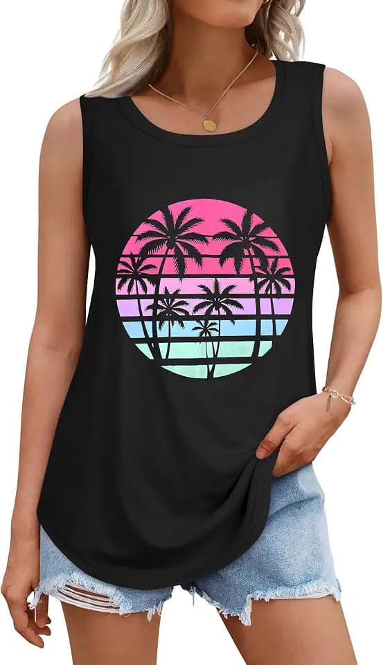 Tank Tops for Women Summer Sleeveless Casual Loose Fit Tunic Tops 2026