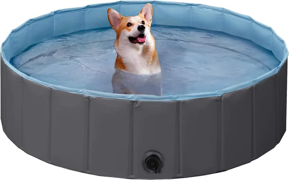 Yaheetech Hundepool, faltbar, 100 x 30 cm, Pool, Badewanne, Hunde, Badewanne, tragbar, Bad für Hunde/Katzen, Außen, Innenbereich, rutschfest, mit Reparaturflicken und Bürste, Schwarz