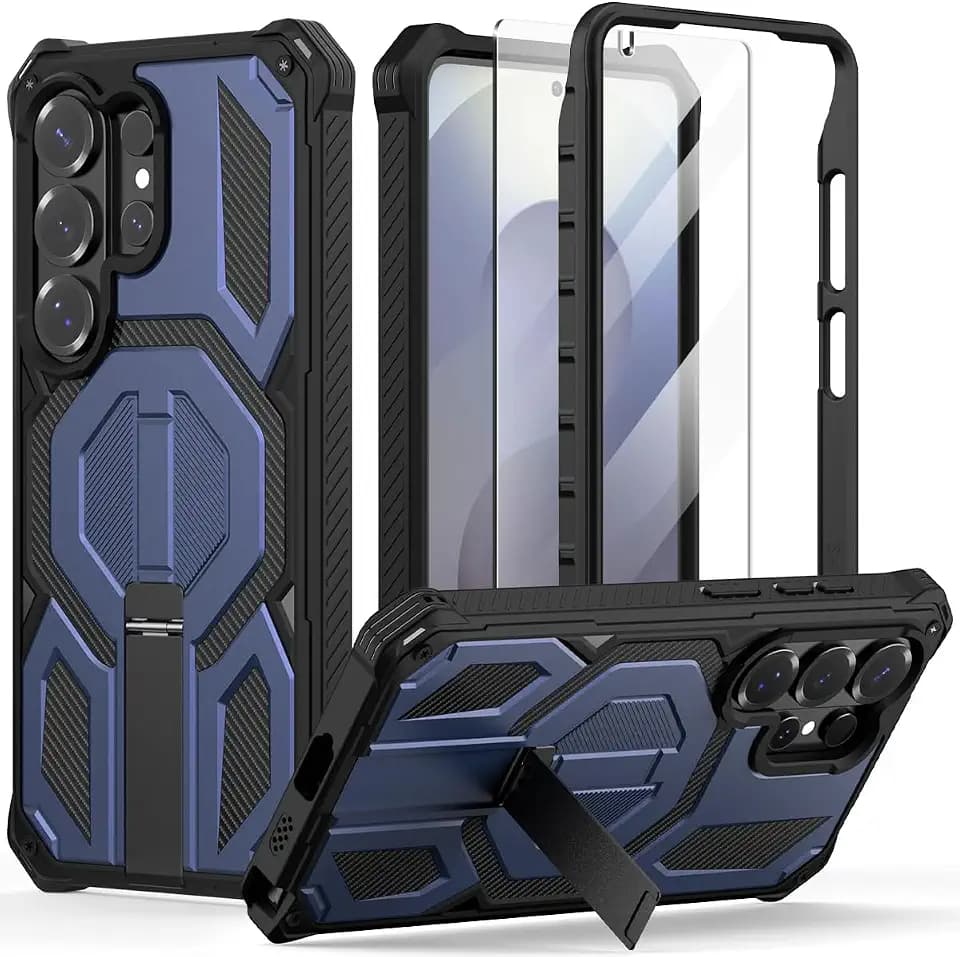 Nvollnoe for Samsung Galaxy S26 Ultra Case with Screen Protector & Invisible Kickstand,3-in-1 Military Grade Shockproof Heavy Duty Protective Magnetic Case for Samsung S26 Ultra 6.9 inch(Blue)