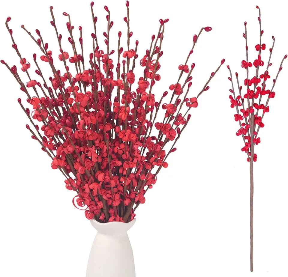 10Pcs 17.5" Red Artificial Jasmine Flowers Stem for Vase DIY Wreath Decor