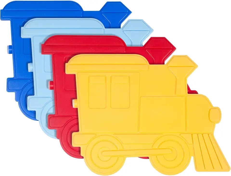 Wildkin Kids Ice Packs (4 Pack) – Slim, Reusable, Keeps Lunch Cool for School/Travel - Train