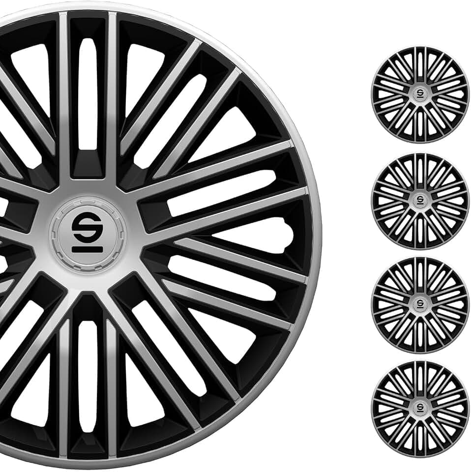 Sparco Radzierblenden Bergamo - 15-Zoll - Silber/Schwarz - Satz mit 4 Stück
