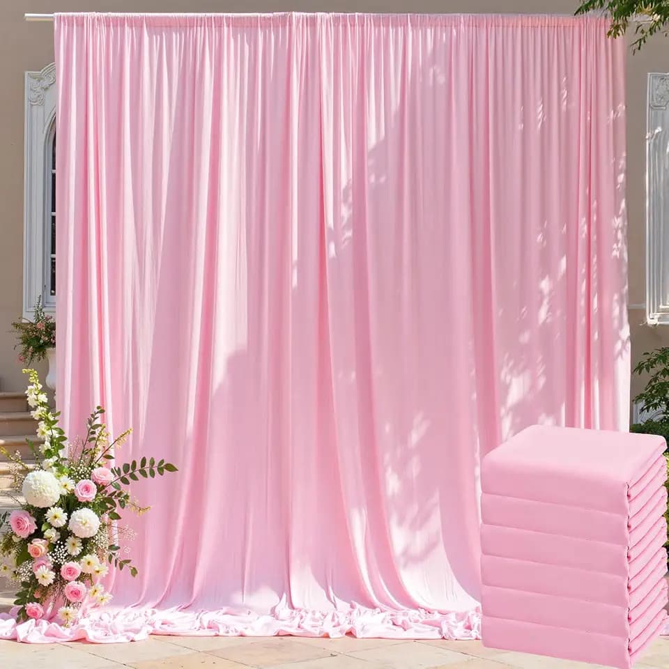 30ft x 10ft Wrinkle Free Pink Backdrop Curtain for Parties, 6 Panels 5×10ft Silky Polyester Light Pink Photo Backdrop Drapes Back Drop Cloth for Girl Party Birthday Gender Reveal Wedding Photography
