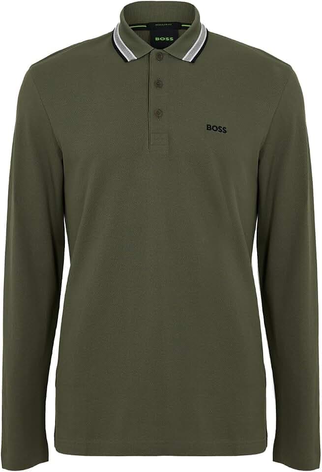 BOSS Herren Plisy Longsleeve-Poloshirt aus Baumwoll-Piqué mit Details am Kragen