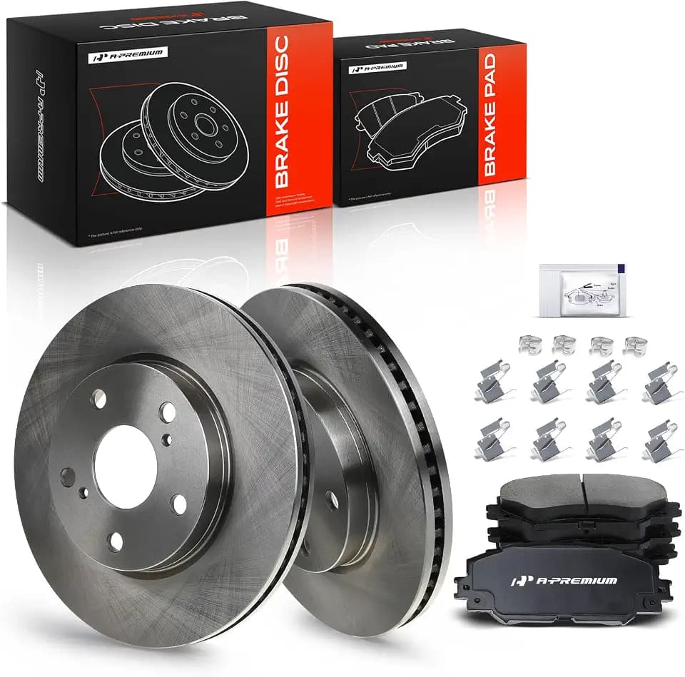 A-Premium 10.82 inch (275mm) Front Vented Brake Rotors and Ceramic Pads Kit