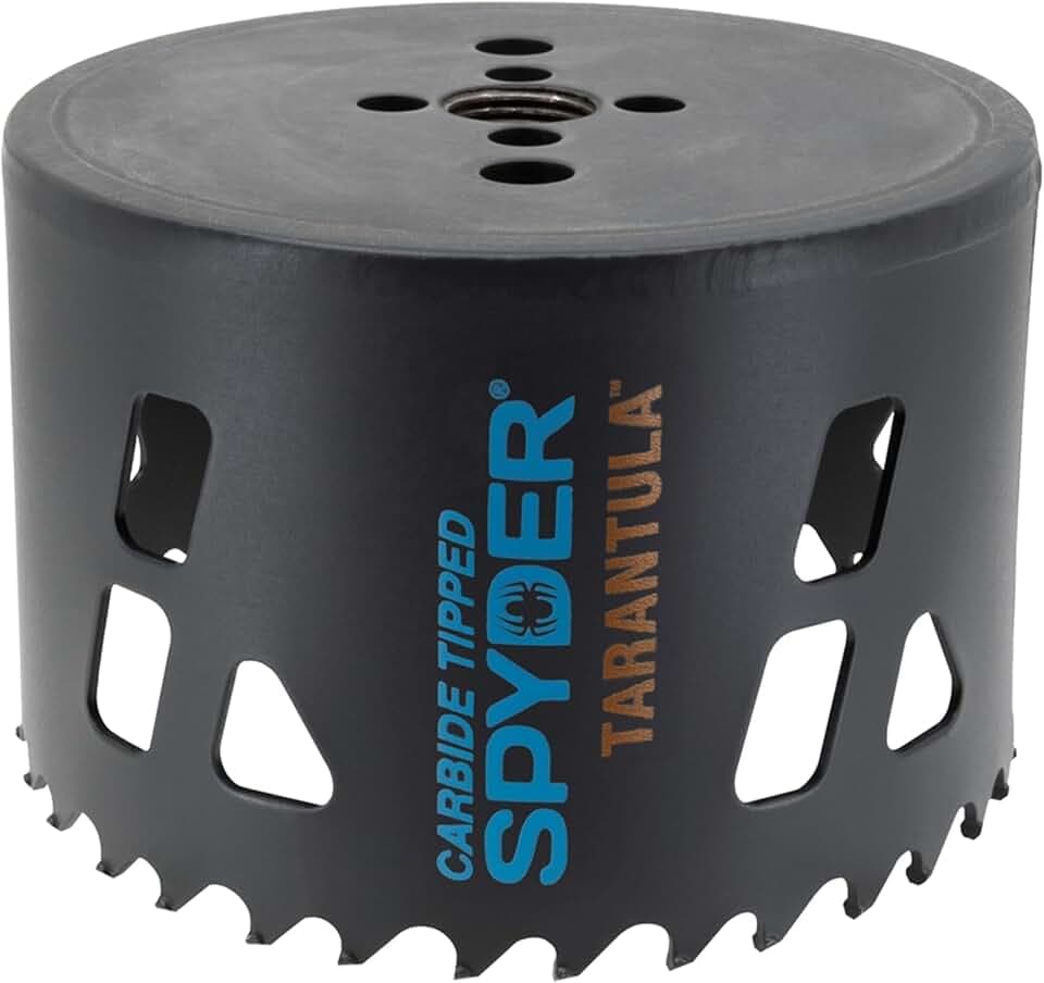 Spyder 4-inch Tarantula Carbide Tipped Hole Saw for Metal and Wood, Compatible with Rapid Core Eject Arbor System
