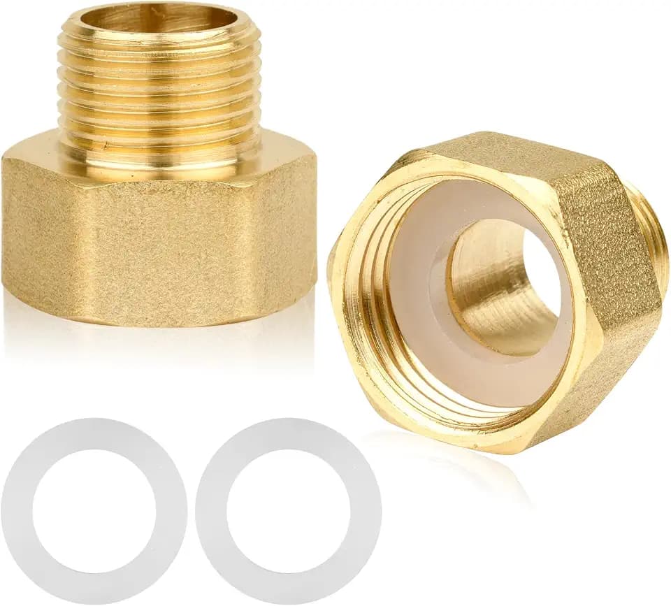 2 Stück Reduzierung 1/2 Zoll auf 3/4 Zoll,Reduzierverlängerung 1/2 Zoll Außen x 3/4 Zoll Innen aus Messing,AG/IG Reduzierstück mit Gummidichtung,Adapter für die Umwandlung von Rohrverbindungen