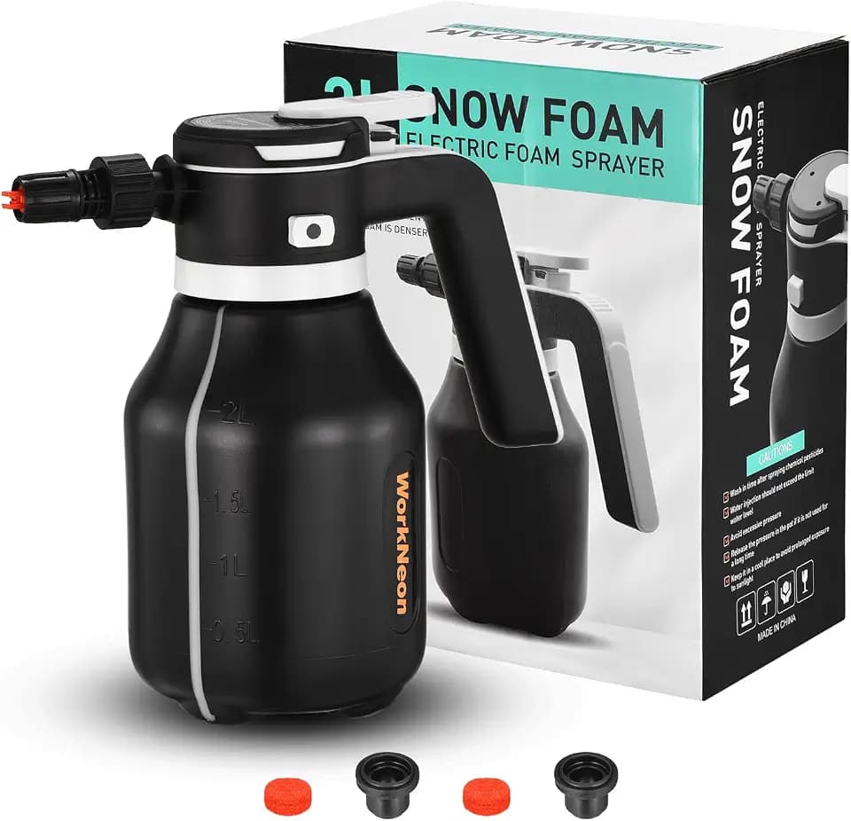 Electric Foam Sprayer,2L Portable Rechargeable Cordless Pressurized Spray Foam Cannon, Car Wash Foam Gun for Car Wash Detailing Garden Black