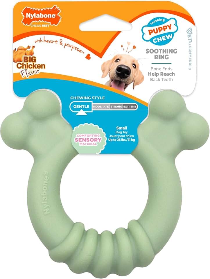 Nylabone Puppy Chew Sensory Material Soothing Ring Dog Chew Toy, Small