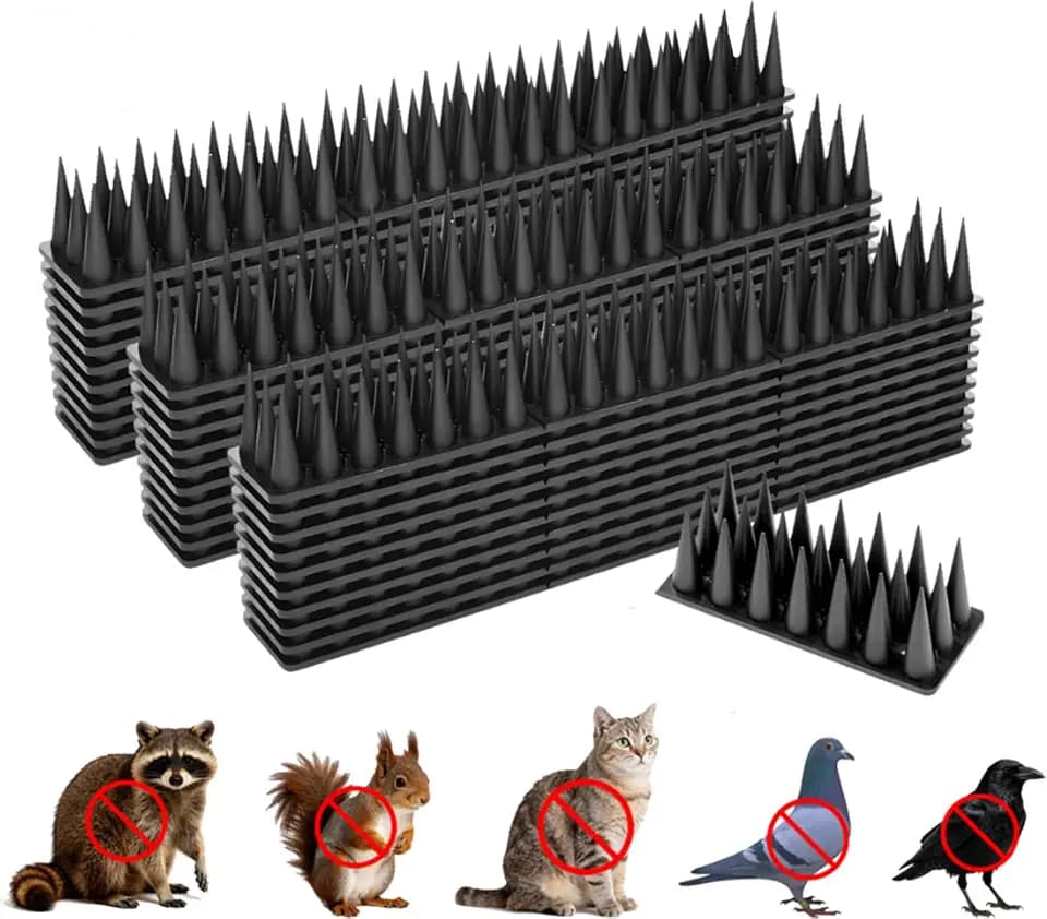 Bird Spikes, 40 Pack Pigeon Cat Squirrel Raccoon Animal Deterrent Spikes Anti-Climb for Outside Anti-Animal Defender Spikes to Keep Birds Away, Black