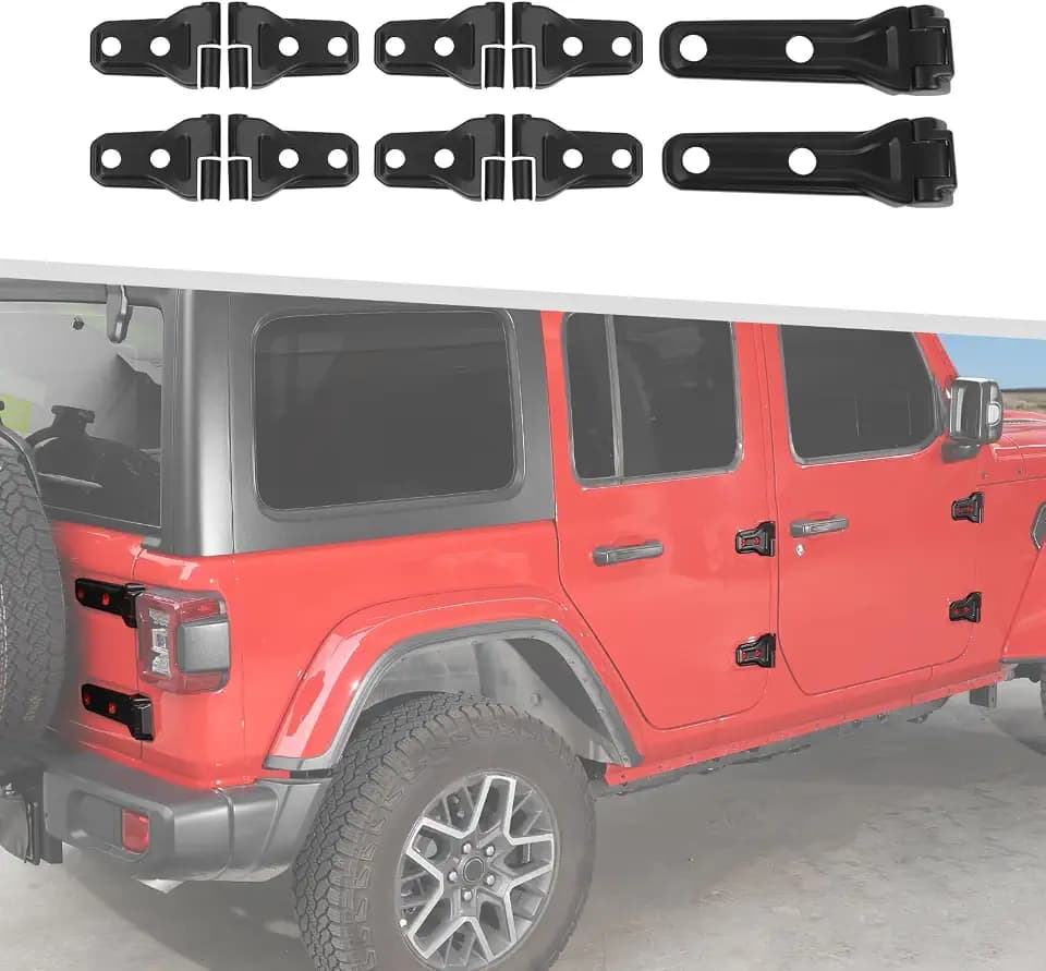 Jimen Fit for Jeep Wrangler JLU 4 Door 2018-2024, 20PCS Door Hinge & Tailgate Hinge Cover Exterior Trim Accessories (Matte Black)