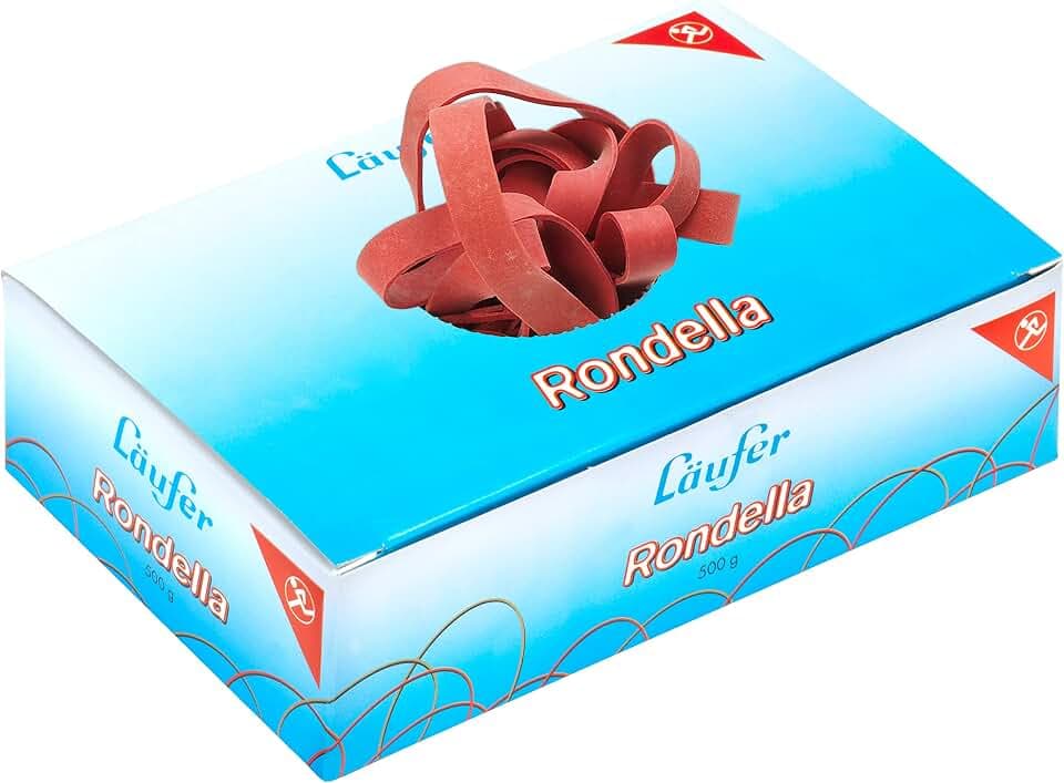 Läufer 51342 Rondella Gummibänder 130 x 10 mm, Durchmesser 85 mm, 10 mm breite Gummiringe, 500 g Schachtel, rot