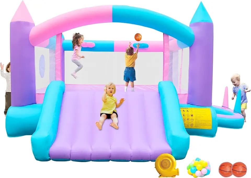 Inflatable Bounce House for Kids, Bouncy Castle with Slide
