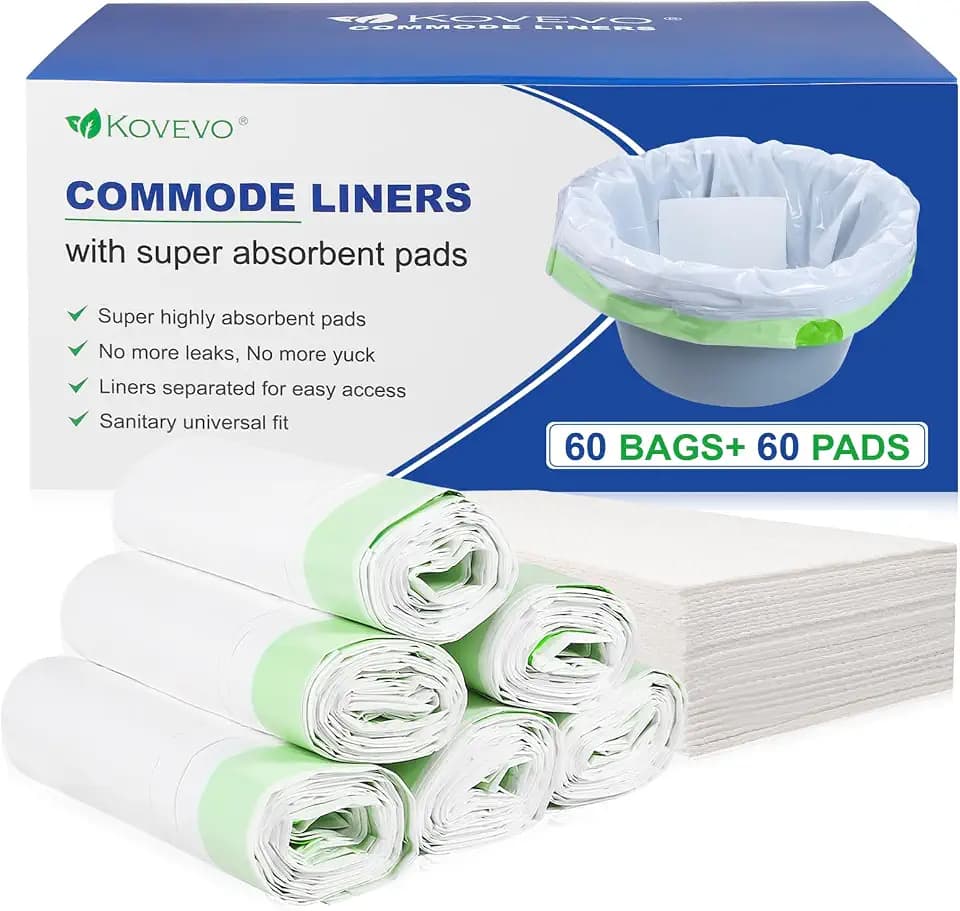 Kovevo 60 Pack Commode Liners with Absorbent Pads