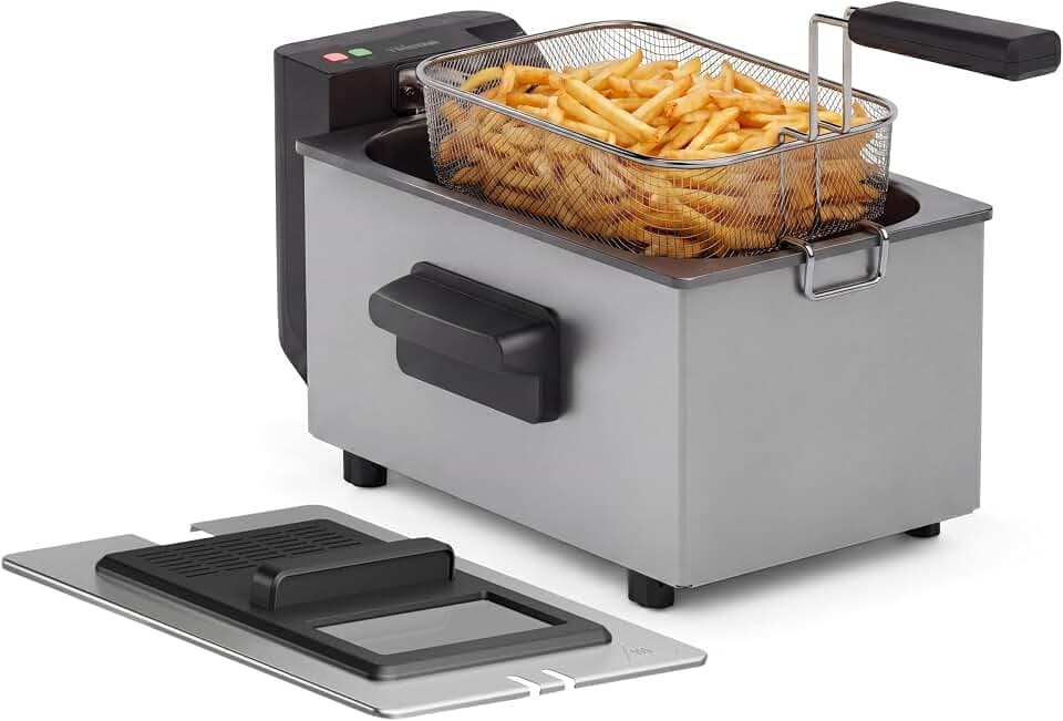 Tristar Fritteuse, 3 Liter, Cool Zone Technologie, Verstellbarer Thermostat bis 190°C, Spülmaschinenfeste Teile, Sichtfenster, Kabelaufbewahrung, Überhitzungsschutz, Kompaktes Design, FR-9327