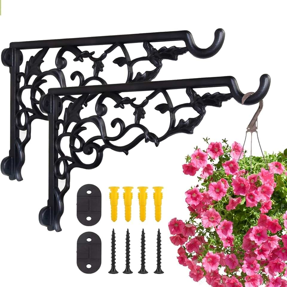 2 Pack Heavy Duty Plant Hanger Bracket, 13" Aluminum Wall Mount Hook