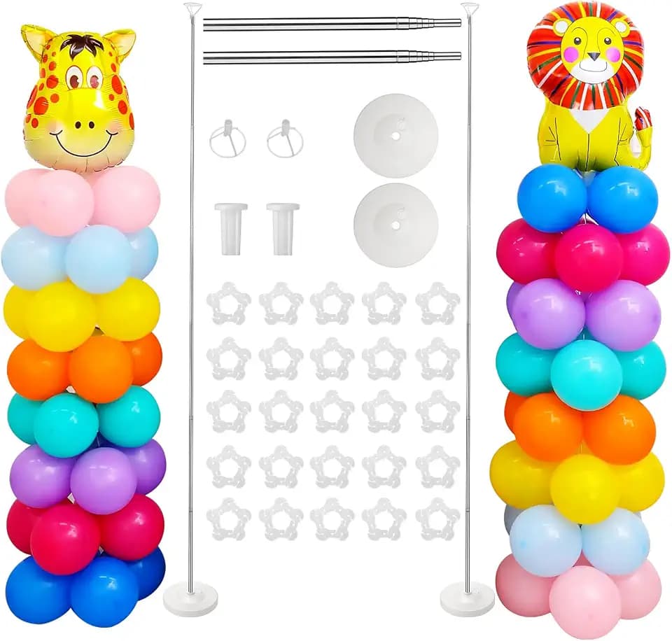 Voircoloria Balloon Stand Kit Set of 2, 7FT Adjustable Height Balloon Column Kit for Floor with Metal Telescopic Pillar for Halloween Thanksgiving Day New Years 2025 Gender Reveal Party Decorations