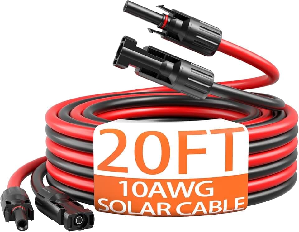 energeaster 10AWG 20 Feet Solar Extension Cable with Pair of Connectors