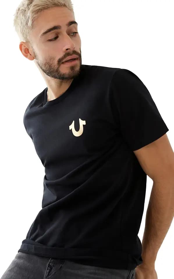 True Religion Men's Big Buddha Metallic Short Sleeve Tee
