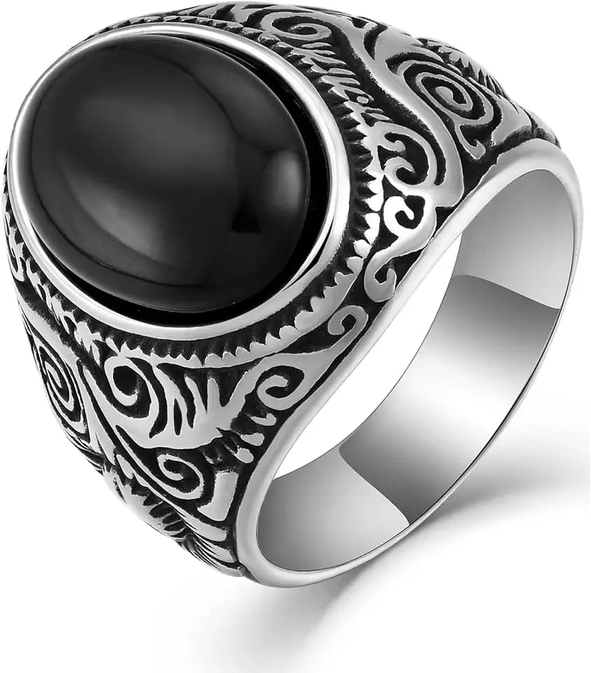 Tiger Eye/Black Onyx/Turquoise Ring for Men Stainless Steel