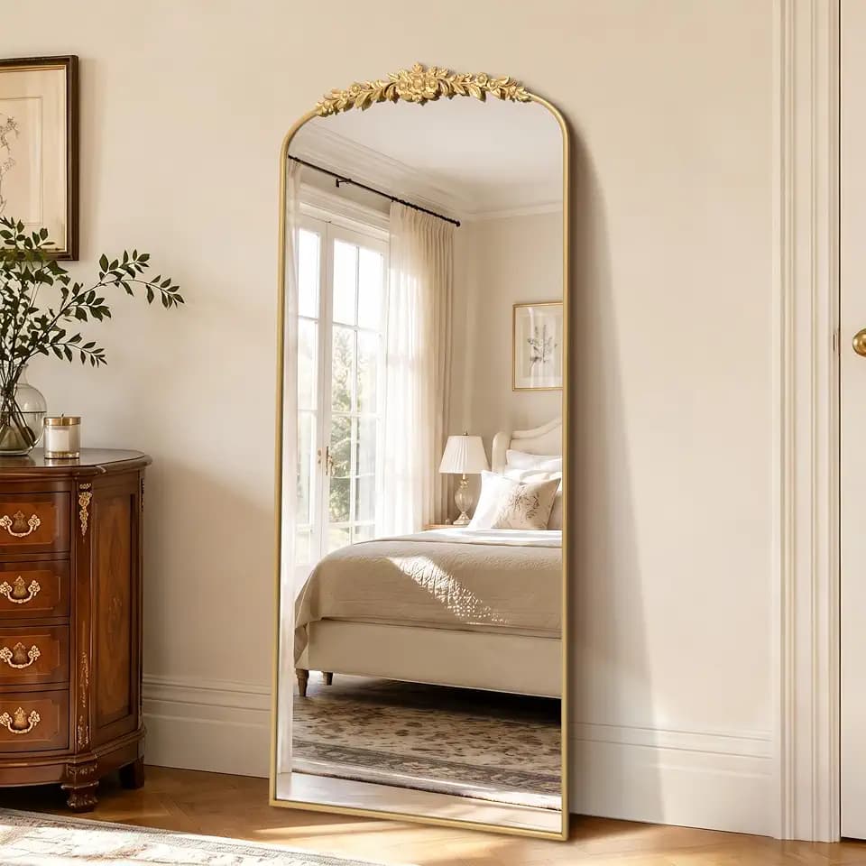 Besdomus Vintage Full Length Mirror: 26"x63" Large Gold Antique Long Mirror