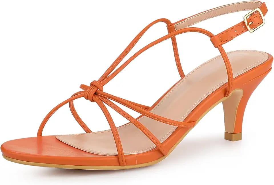 Allegra K Damen Riemchensandalen Slingback Kitten Heels Sandalen