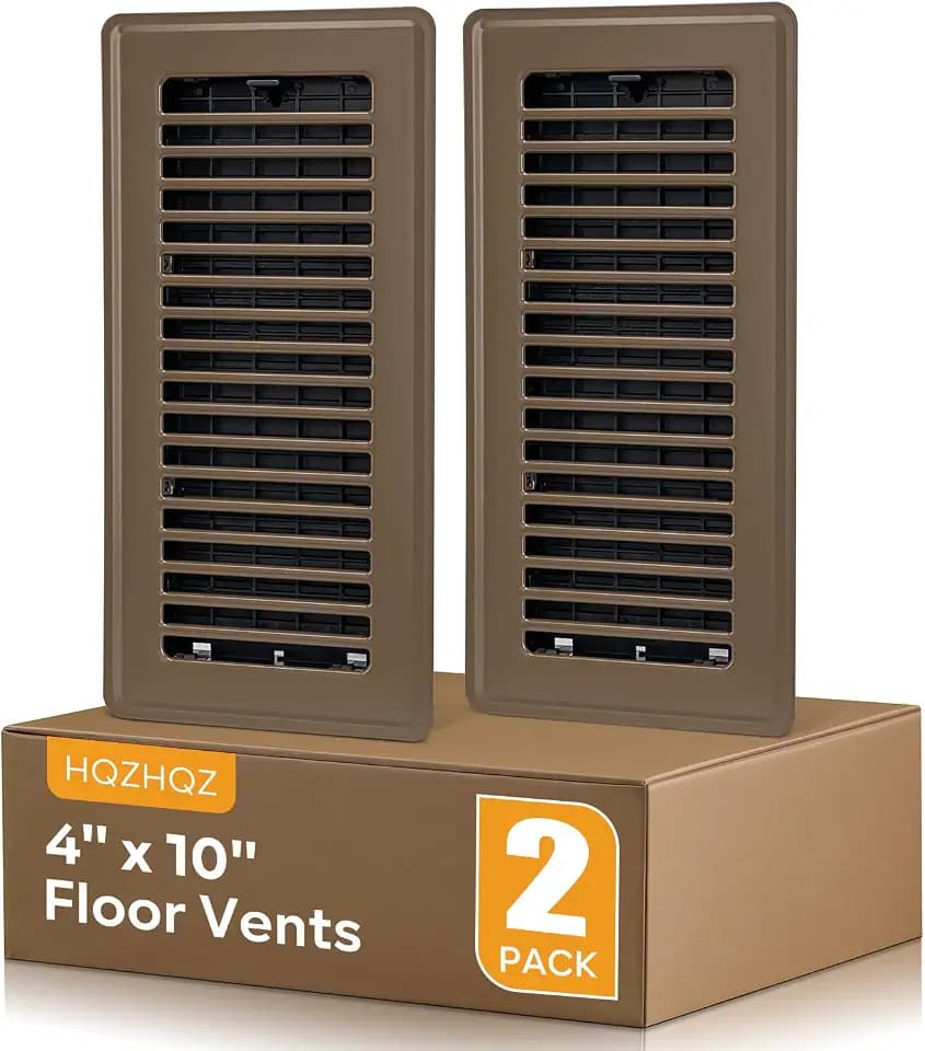 Floor Register 4x10, Floor Vent Covers Brown, 2 Pack Heavy Duty Steel Walkable Floor Grates, for Sidewall and Floor