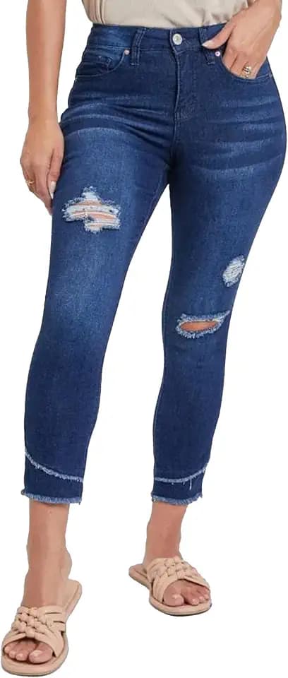 Royalty for Me Women's Royalty for Me Women's Petite Skinny High Rise Ankle Jean with Slanted Double Frayed Hem Sustainable