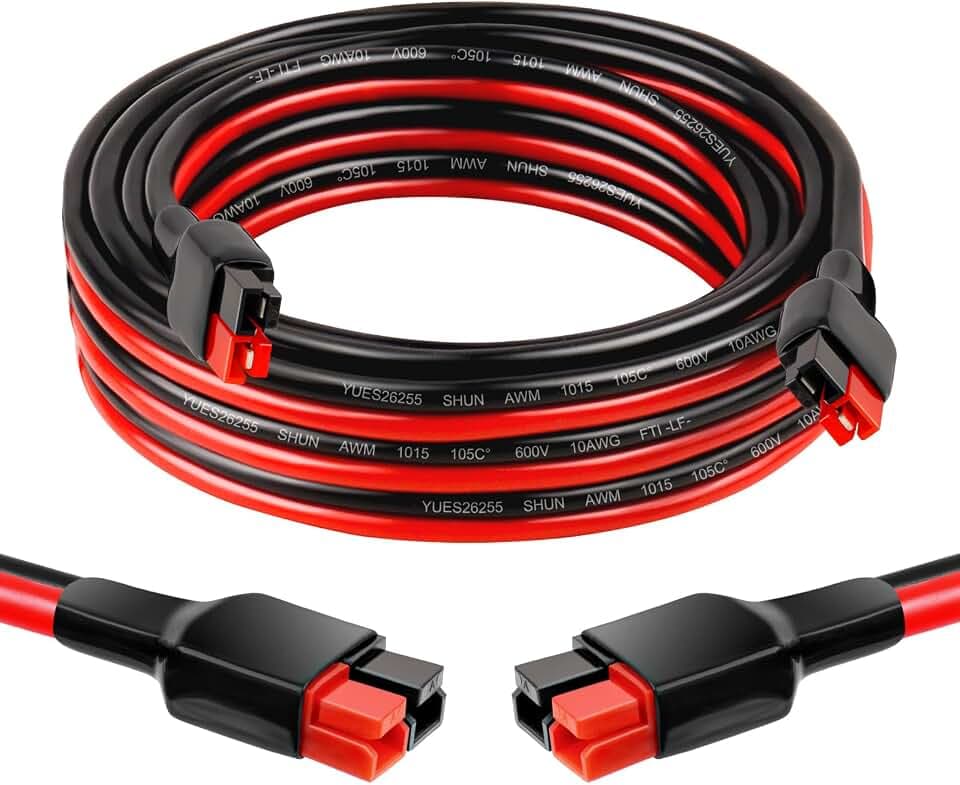 MOOKEERF 10AWG Anderson Extension Cable - 10FT Solar Extension Cable Anderson Connector for Portable Power Station Solar Panel Solar Generator