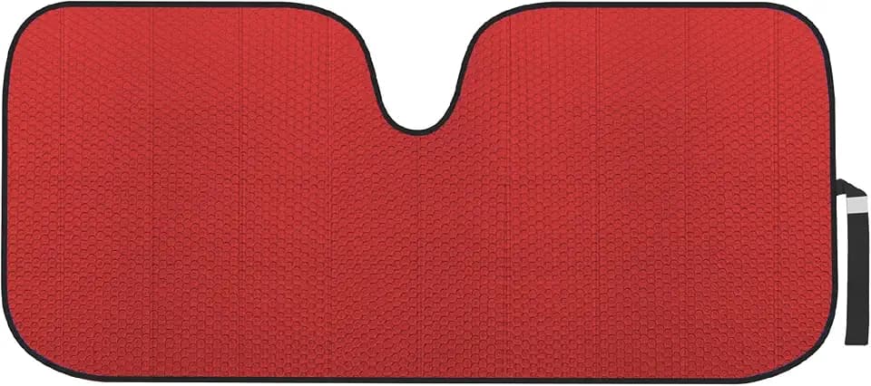 Motor Trend - AS-312-RD Front Windshield Sun Shade - Jumbo Accordion Folding Auto Sunshade for Car Truck SUV - Blocks UV Rays Sun Visor Protector - Keeps Your Vehicle Cool - 66 x 27 Inch (Red)