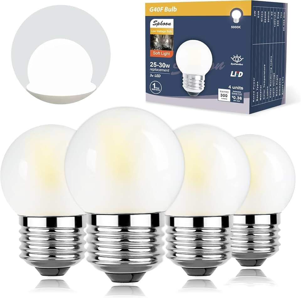 Dimmable 3W LED Bulb Equivalent 25 Watt Light Bulbs, Daylight 5000K