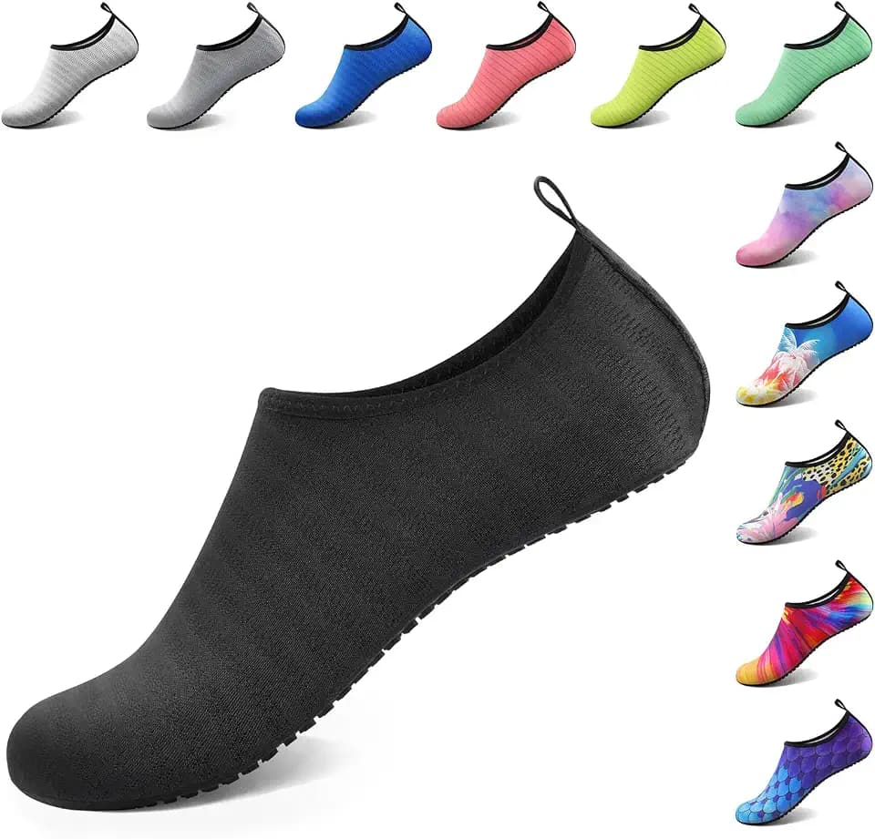 ATHMILE Water Shoes for Women Men Barefoot Quick-Dry Aqua Socks for Beach Swim Pool River Yoga Lake Surf Sport Shoes Cruise Essentials Swimming Size 8.5-9.5 Women/7.5-8.5 Men