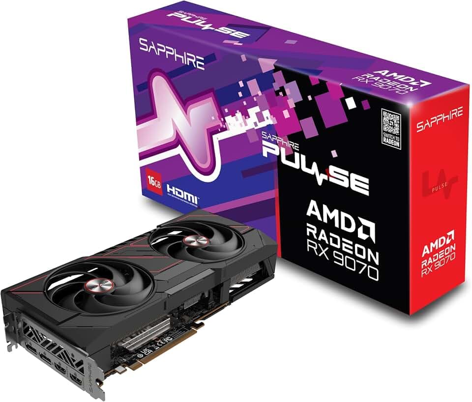 Sapphire 11349-03-20G Pulse AMD Radeon™ RX 9070 Gaming Grafikkarte mit 16GB GDDR6, AMD RDNA 4